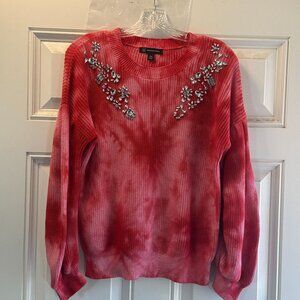 Bejeweled Womens Size PM  Pink Tie-Dye Sweater By INC International Concepts